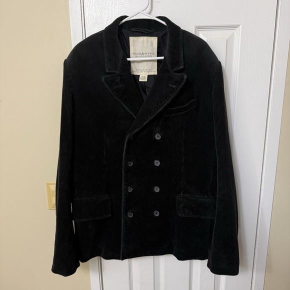Ralph Lauren Other - Denim & Supply Ralph Lauren Black Corduroy Double Breasted Peacoat 2XL Men's